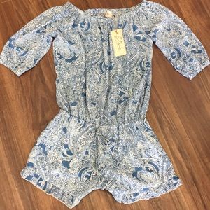 Elan Blue & White Paisley Romper